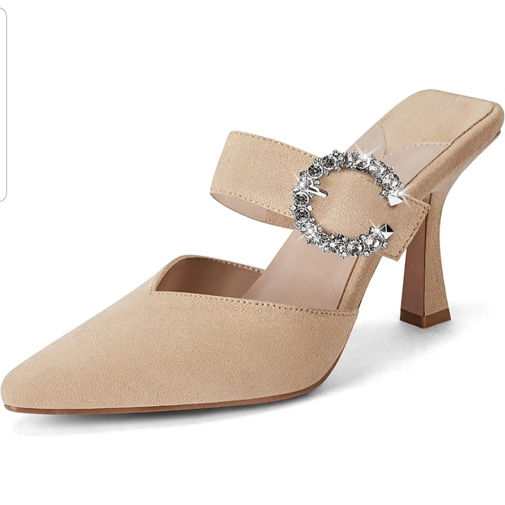 Coutgo Rhinestone buckle pointed toe dress heels. Brand new / size 6.5